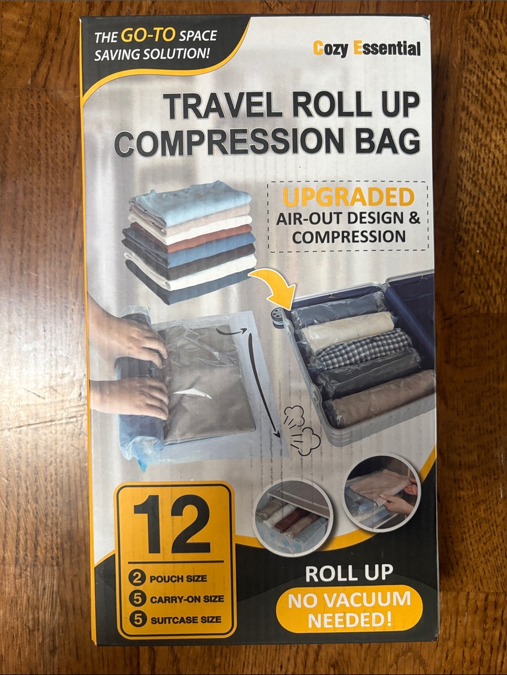 Travel Roll-Up clear Compression Bags 12-Pack